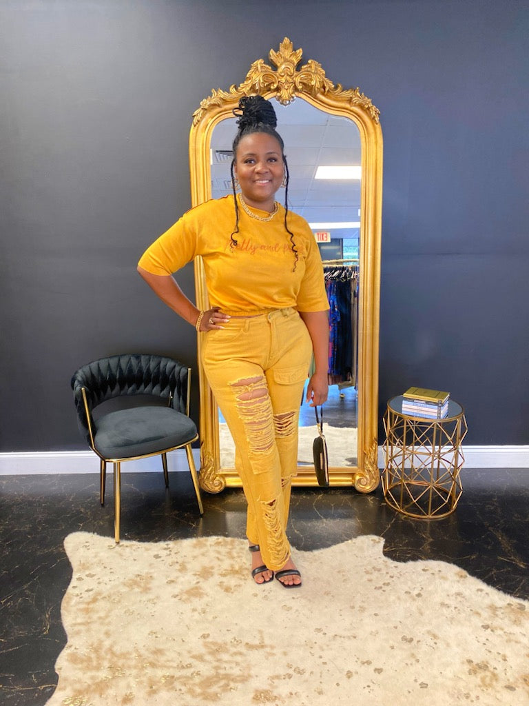 Ripped Cargo Pants (Mustard)