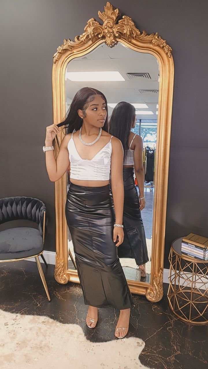 Livie Black Slit Skirt
