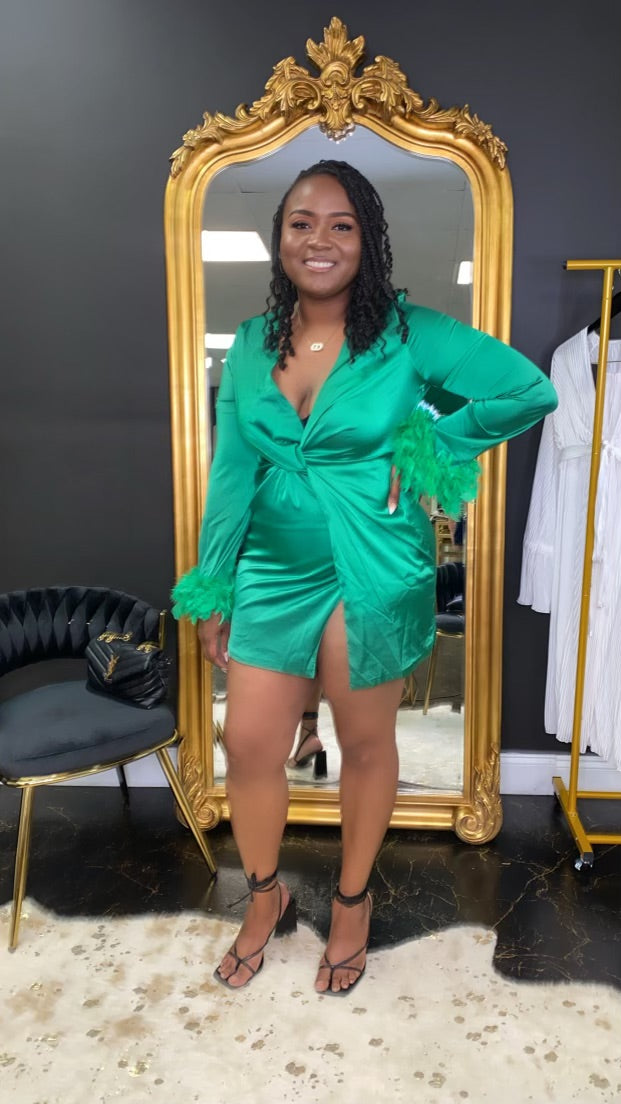 Emerald Feather Dress La Kloset Boutique Emerald Feather Dress La Kloset Boutique